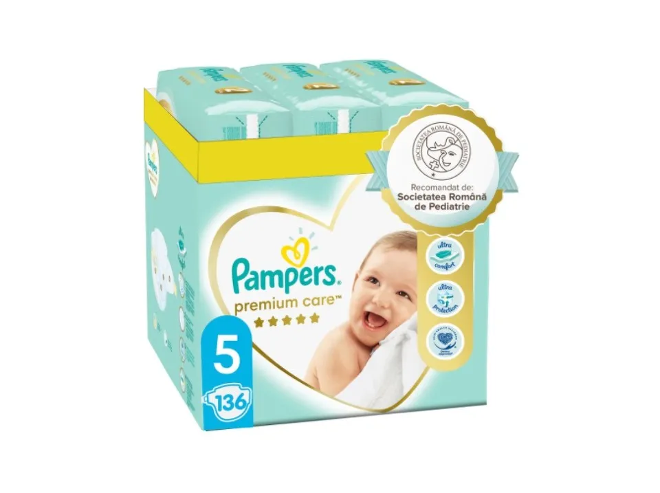 PAMPERS PREMIUM CARE 11-16KG SCUTECE 136 BUCATI MARIMEA 5