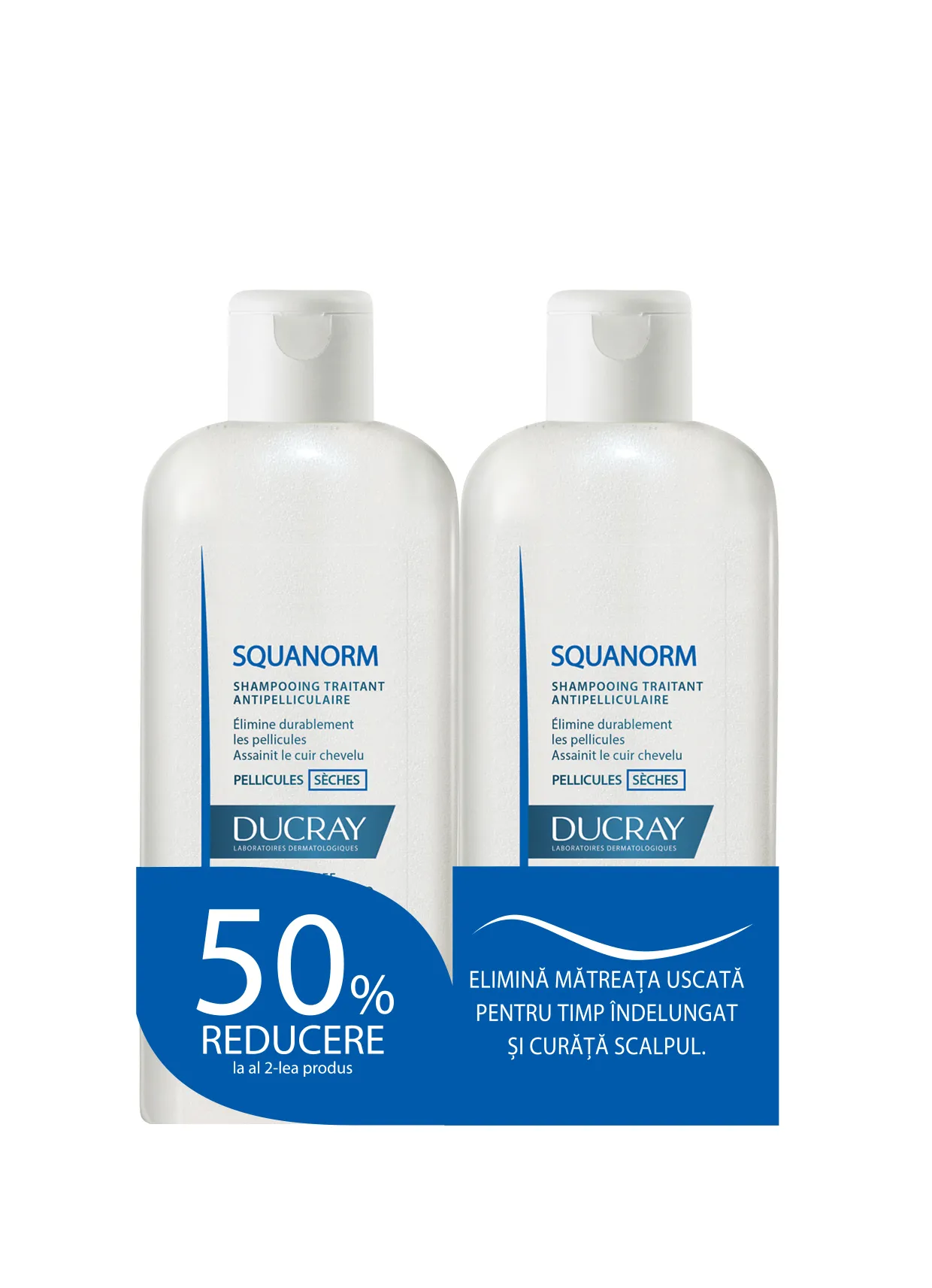 DUCRAY Squanorm sampon matreata uscata x 200ml 1+1-50%