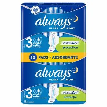 Absorbante Ultra Night Duo, 12 bucati, Always