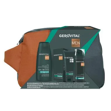 Gerovital Men Borseta (Balsam dupa Ras+Spuma de Ras+Gel Dus Revigorant)