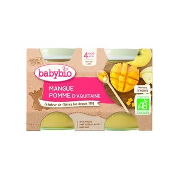 Piure de mere si mango Bio, 2 x 130g, BabyBio