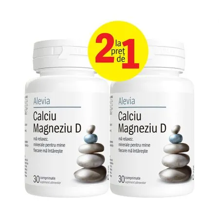 Pachet Calciu Magneziu D, 30 + 30 comprimate, Alevia