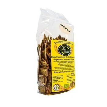 Biscuiti integrali cu seminte de chimen, 200g, Ecomania