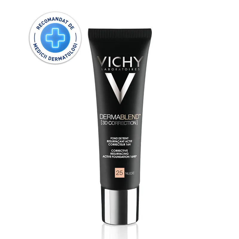 VICHY DERMABLEND 3D FOND DE TEN CORECTOR TEN GRAS CU TENDINTA ACNEICA NUANTA 25 NUDE