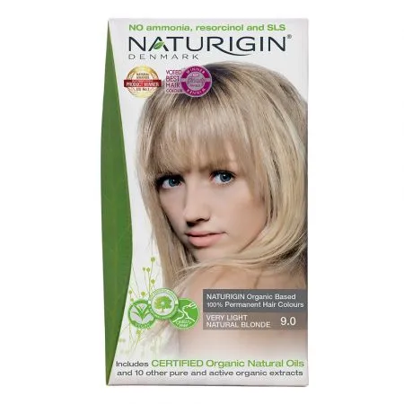 Vopsea pentru par nuanta 9.0 blond natural foarte deschis, 115 ml, Naturigin