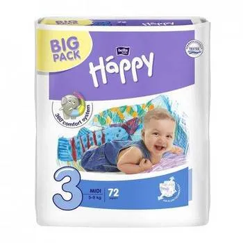 Scutece Happy Midi 5-9kg, 72 bucati, Bella Baby