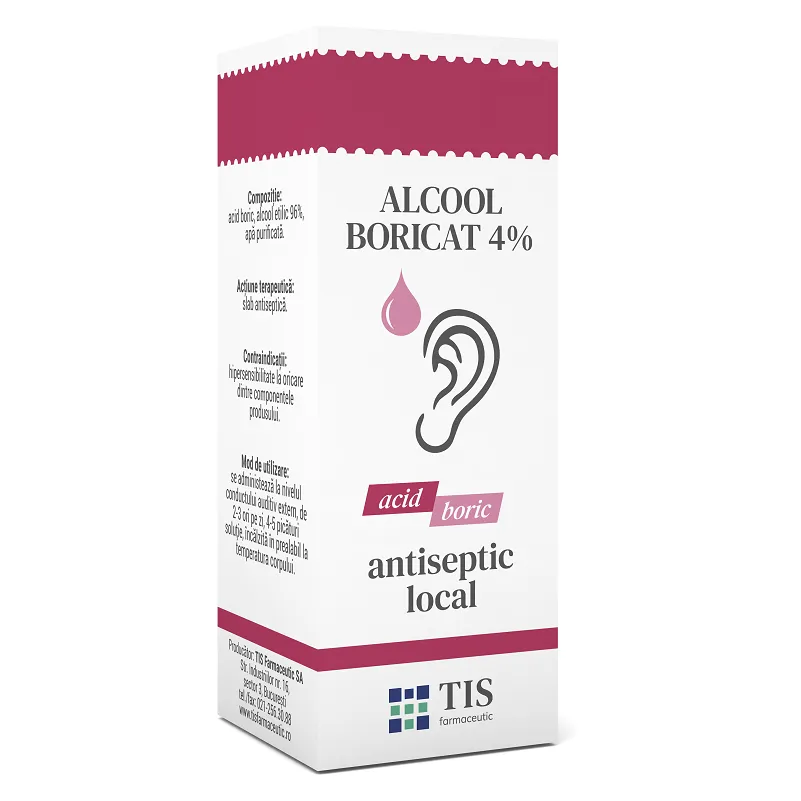 Alcool boricat 4%, 15 ml, Tis Farmaceutic