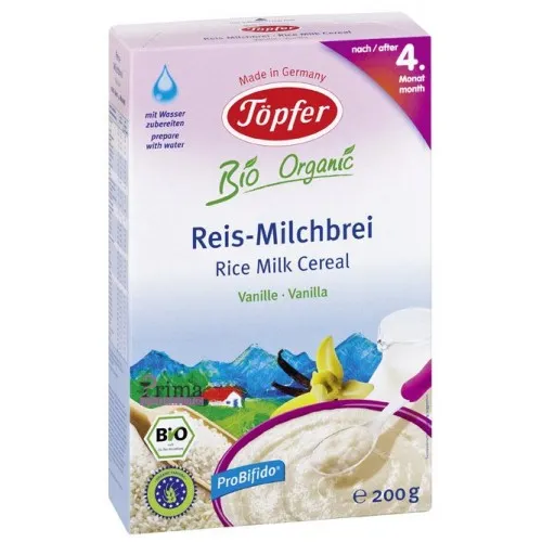 TOPFER Cereale Bio cu orez lapte si vanilie de la 4 luni, 200 g