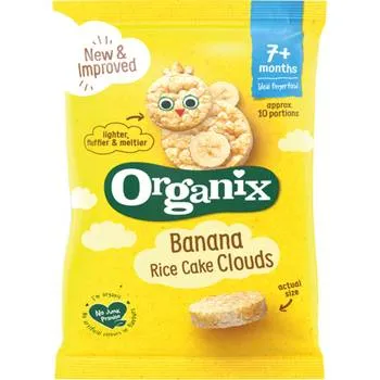 Rondele din orez expandat cu banane 7+ Bio, 50g, Organix