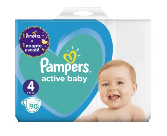 PAMPERS 4 Active Baby (9-14kg) x 90buc