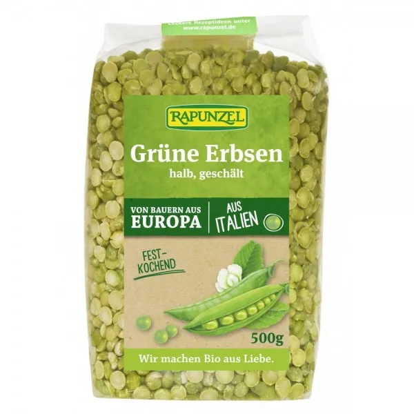 Mazare verde jumatati decojita ECO, 500g, Rapunzel