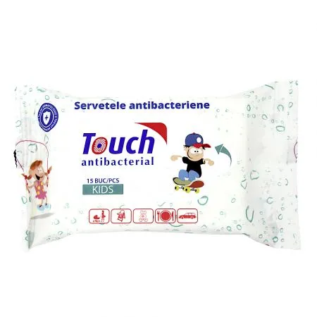 Servetele umede antibacteriene Kids, 15 bucati, Touch