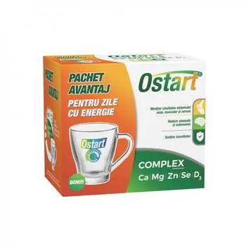 Pachet Ostart Complex Ca+Mg+Zn+Se+D3 20 comprimate + cana, Fiterman