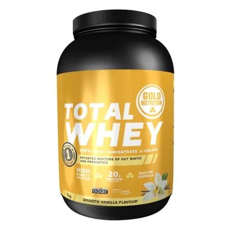 Pudra proteica cu aroma de vanilie Total Whey, 1 kg, Gold Nutrition