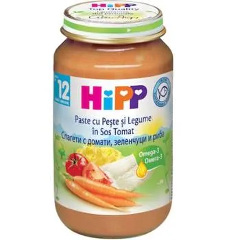 Piure paste cu peste si legume in sos de rosii Bio, 220g, HiPP