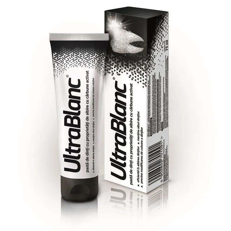 Pasta de dinti cu carbune activat Ultrablanc, 75 ml, Aflofarm