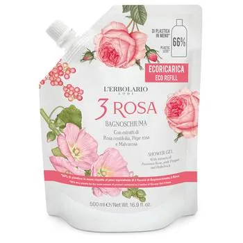 L'Erbolario 3 Rosa Eco Refill Gel de dus, 500ml