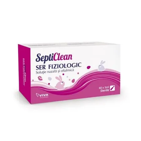 Ser fiziologic SeptiClean, 5 ml, 60 monodoze, Viva Pharma