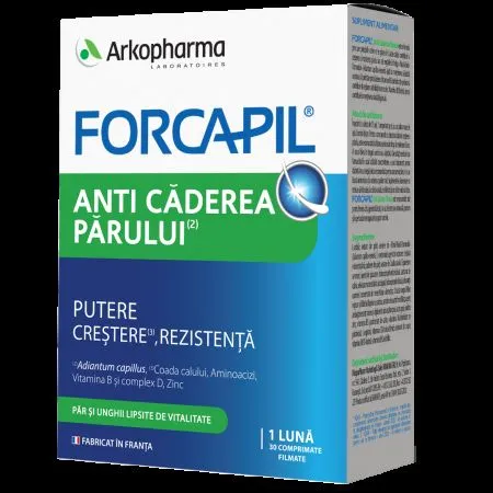 Forcapil anti-caderea parului, 30 comprimate filmate, Arkopharma