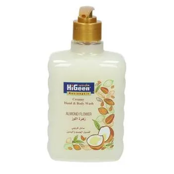 Gel de dus cremos antiseptic pentru maini si corp Almond Flower, 500ml, HiGeen