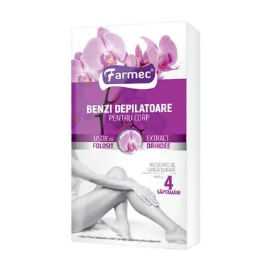 Benzi depilatoare pentru corp cu orhidee, 7 x 2 benzi, Farmec 826