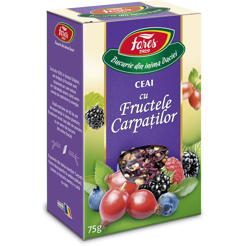 Ceai Fructele Carpatilor Aromafruct, 75 g, Fares