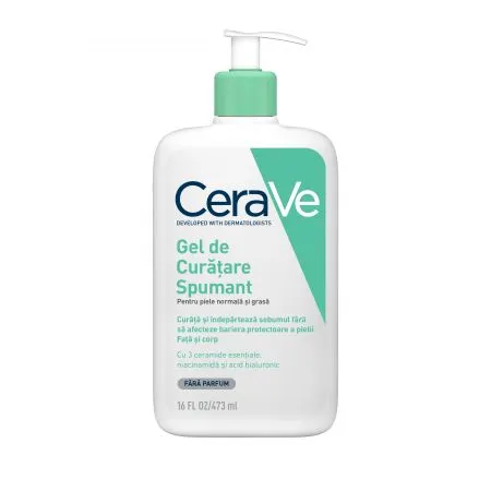 Gel de curatare spumant pentru piele normal-grasa, 473 ml, CeraVe