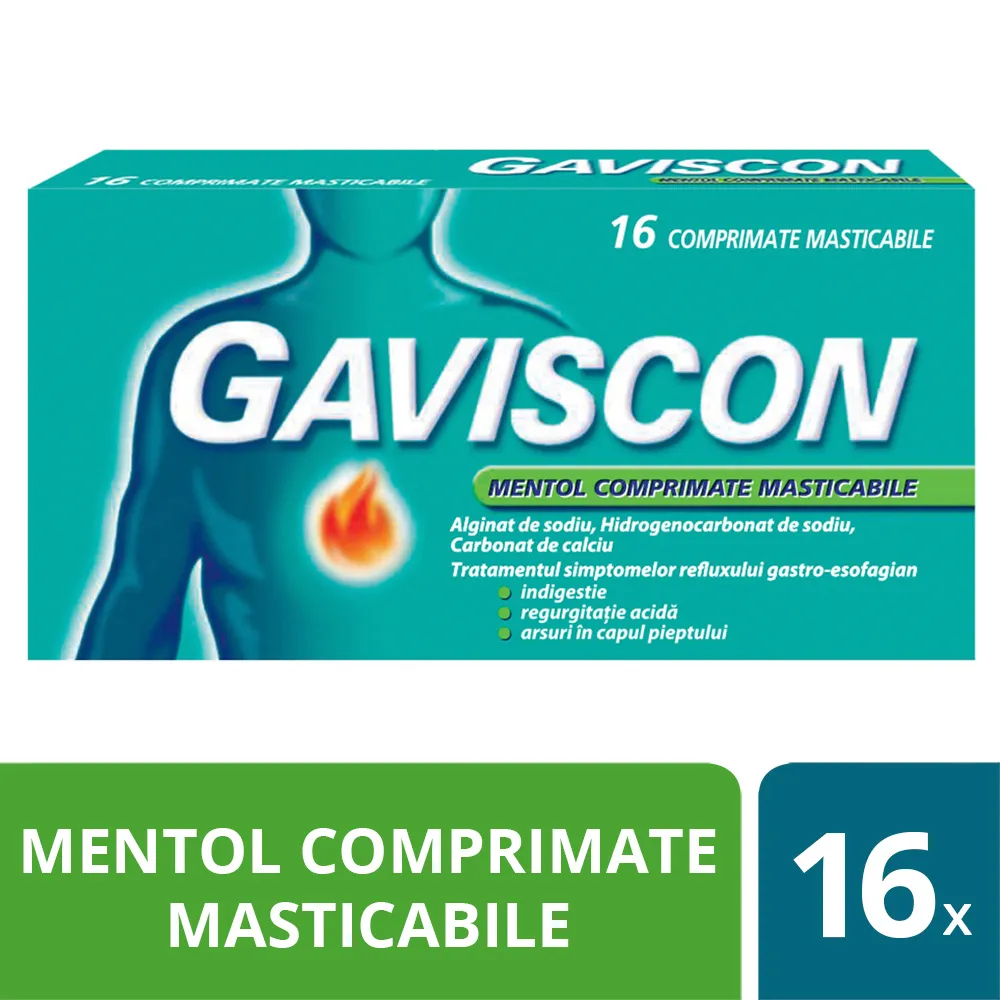 Gaviscon Mentol x 16 comprimate masticabile