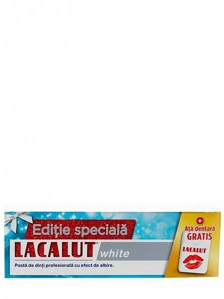 LACALUT PASTA DINTI MEDICINALA WHITE 75ML + ATA DENTARA 10M GRATIS