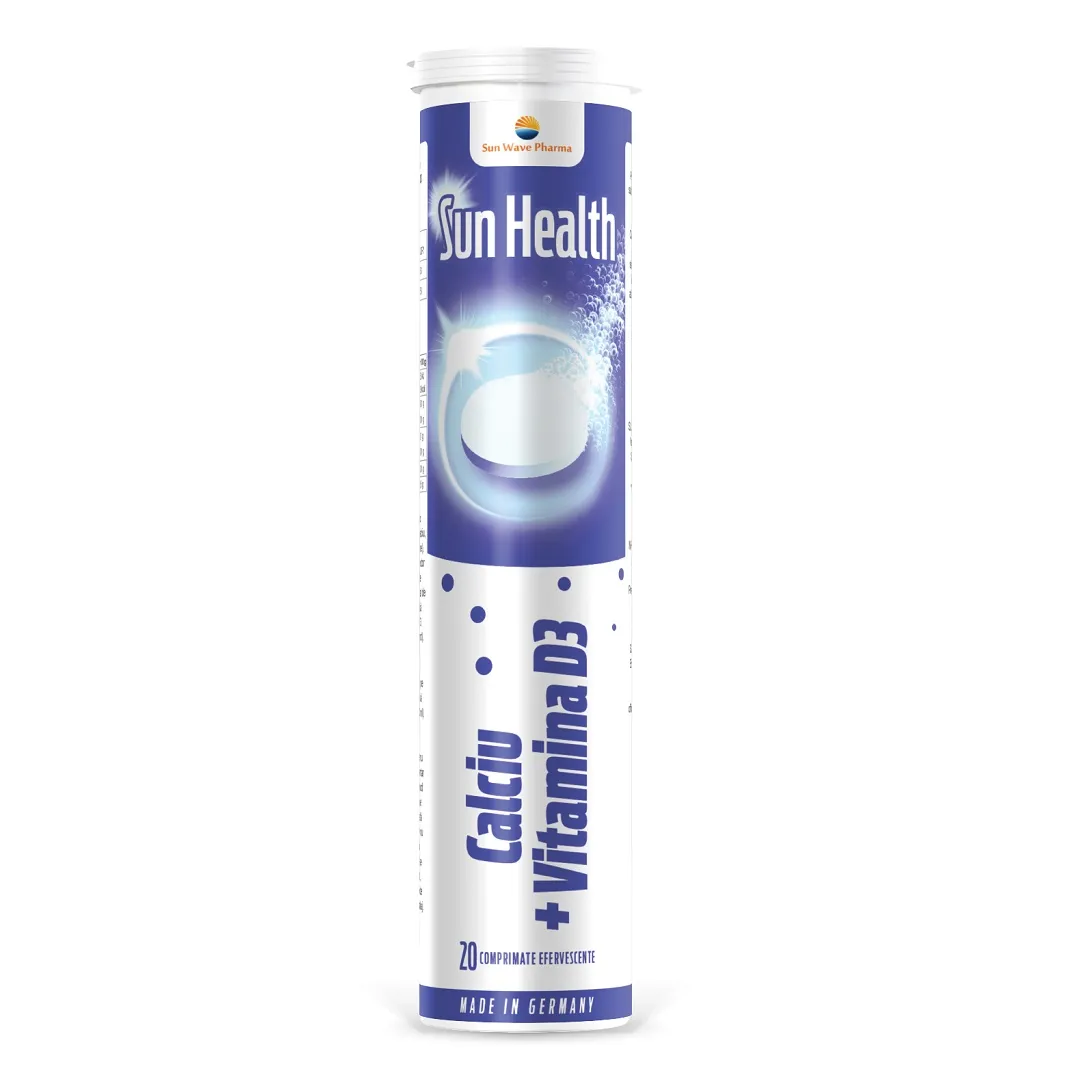 Sun Health Calciu + Vitamina D3, 20 comprimate efervescente, Sun Wave