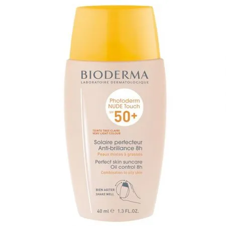Fluid pentru piele mixta si grasa nuanta Very Light Photoderm Nude Touch, SPF 50+, 40 ml, Bioderma