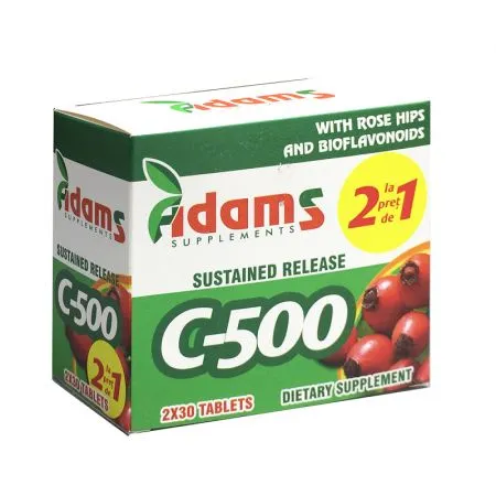 Vitamina C-500 cu Macese, 30 tablete, Adams Vision  (1+1)