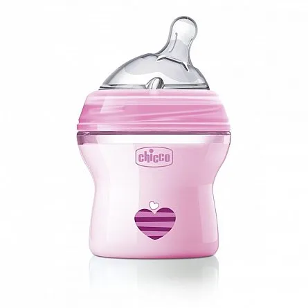 Natural Feeling Biberon Plastic Colorat Roz 150ml 0+