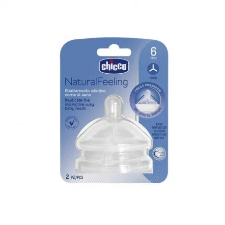 Chicco Natural Feeling Tetina silicon, 2 bucati, hrana groasa, 6luni