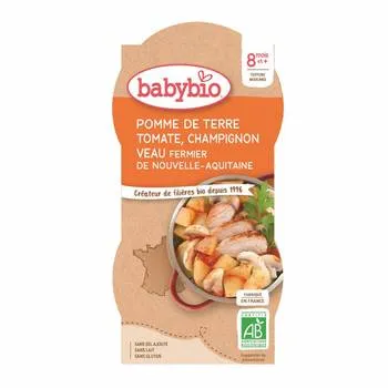 Piure de legume si vitel Bio, 2 x 200g, BabyBio