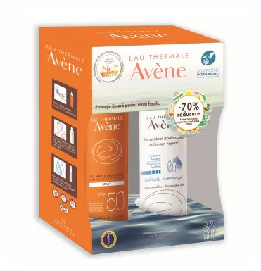 Avene Spray SPF50+ 200ml + Gel dupa Plaja 200ml -70% reducere al 2-lea produs