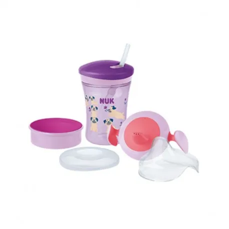 NUK Evolution All In 1, Set Cani invatare, mov/roz, 6 luni+, 230ml