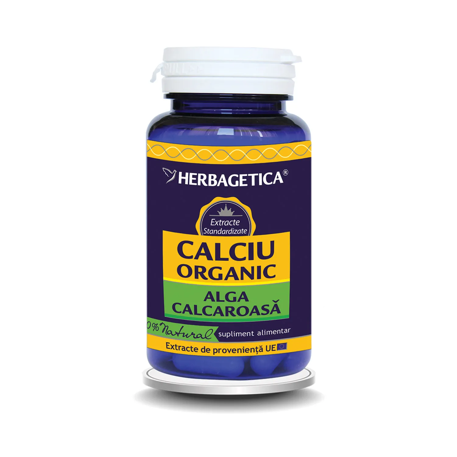 Calciu Organic cu alga calcaroasă, 60 capsule, Herbagetica