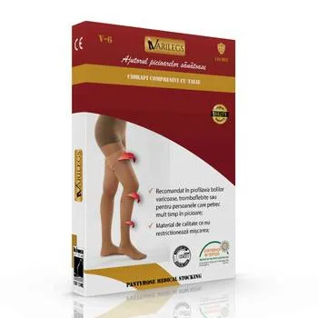 Ciorapi compresivi tip dres 140 deni 18-22 MmHg V-6 S bej, 1 bucata, Varilegs