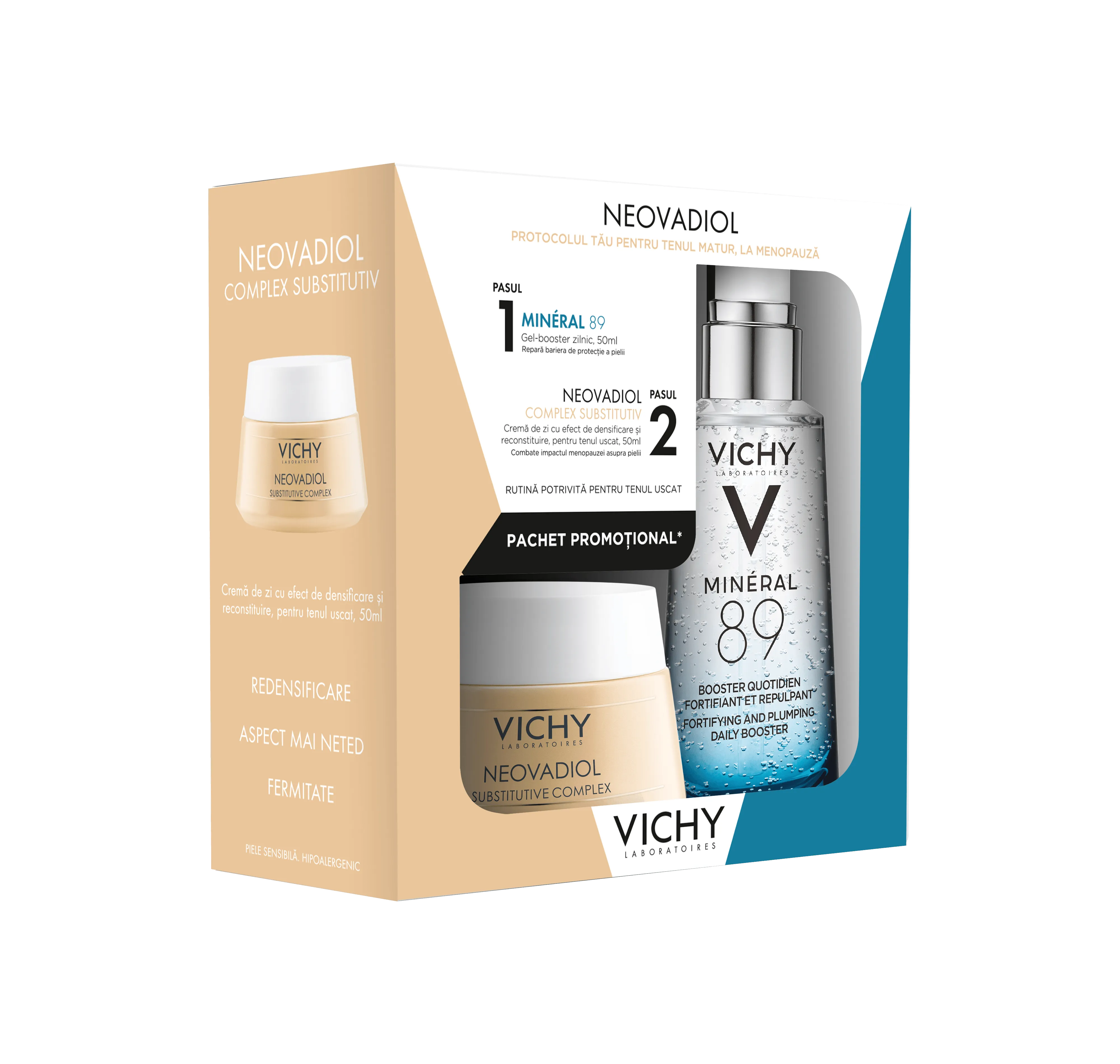 Neovadiol Crema zi PU, 50 ml + Mineral 89 Gel booster, 50ml, Vichy