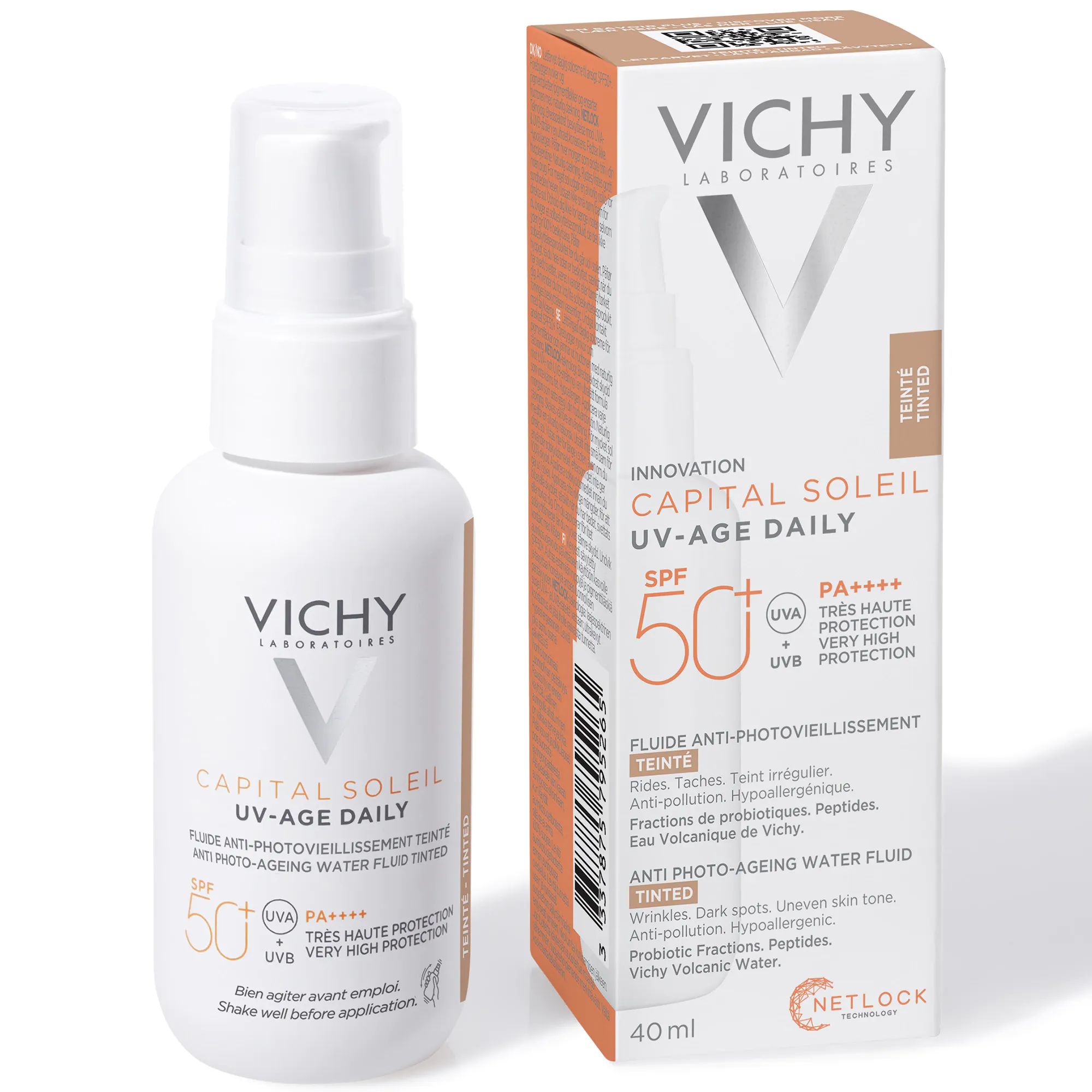 Fluid UV-AGE Daily cu actiune impotriva foto-imbatranirii tenului SPF50+ Capital Soleil - Fluid Colorat, 40 ml, Vichy