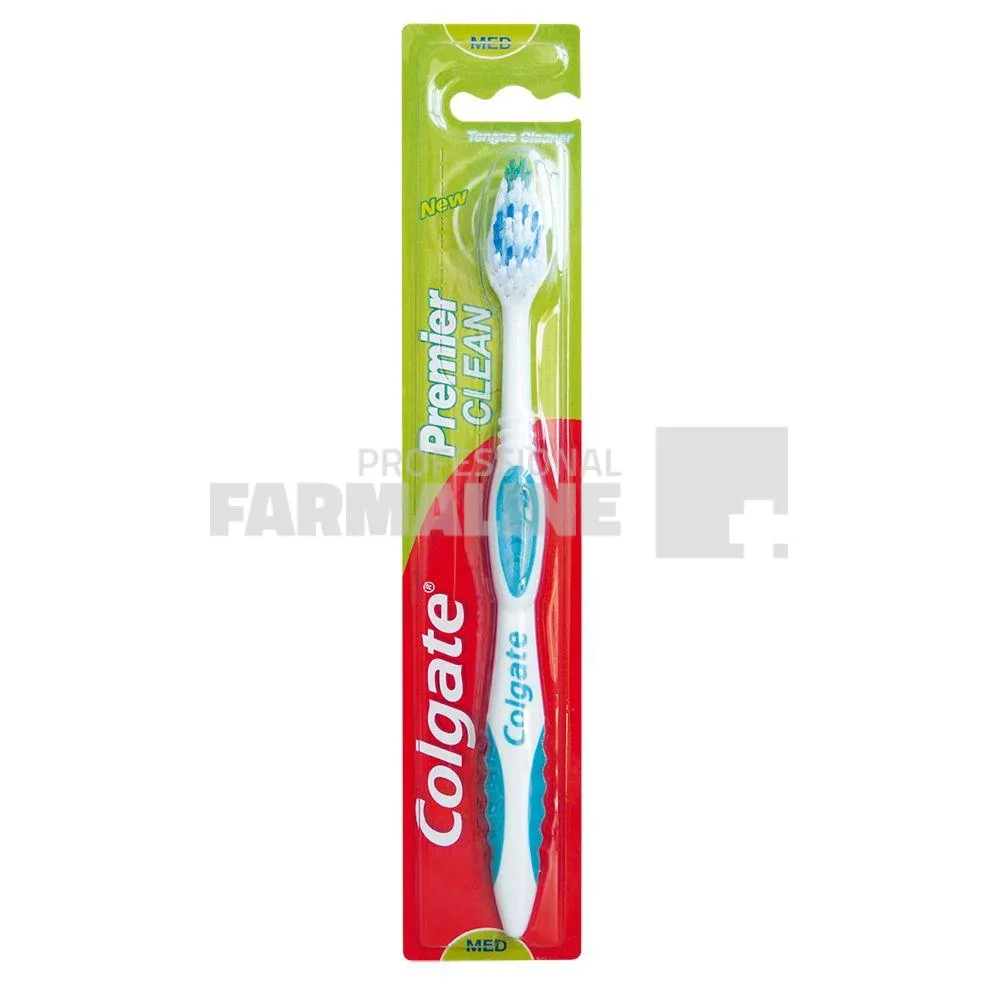 Colgate Premier Clean Tongue Cleaner Periuta de dinti Medium