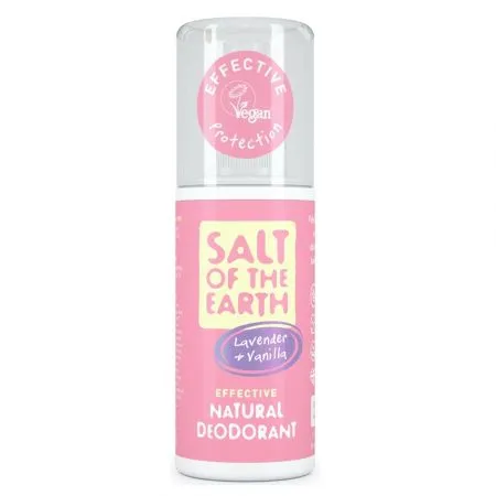 Deodorant vegan spray cu lavanda si vanilie Salt Of The Earth Pure Aura, 100 ml, Crystal Spring