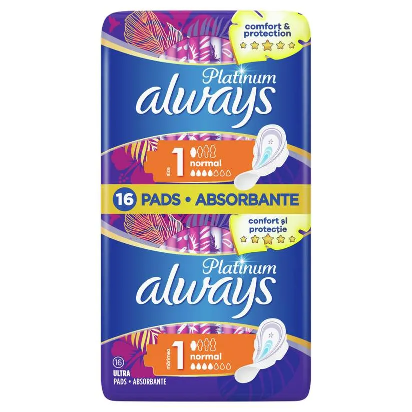 ALWAYS PLATINUM NORMAL PLUS DUO ABSORBANTE 16BUC