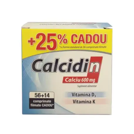 Calcidin 600mg, 56 + 14 comprimate, Zdrovit