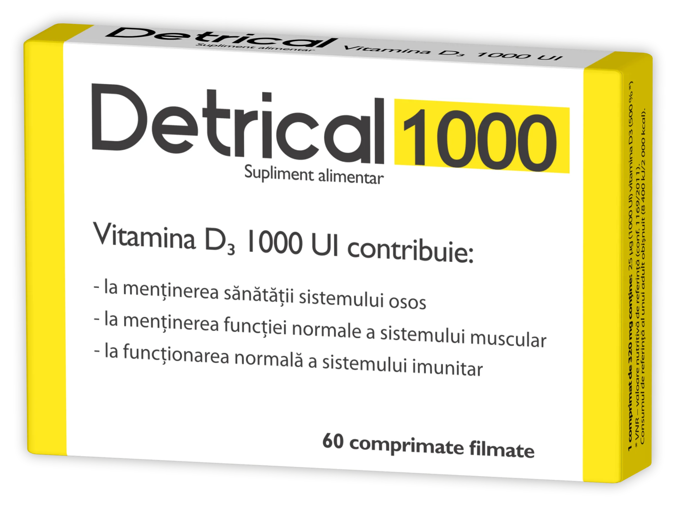 Detrical vitamina D 1000 UI, 60 comprimate, Zdrovit