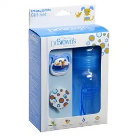 Dr. Brown's WB913 Pachet PROMO(BiberonWN roz 240 ml+Suzeta nivel 1&lant)