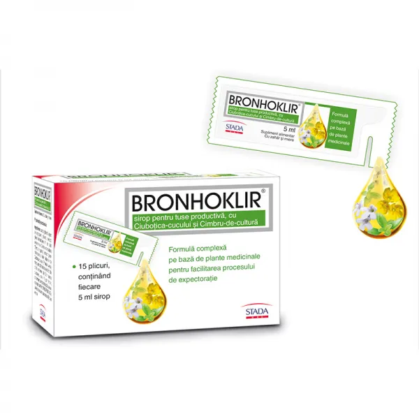 Bronhoklir Sirop Tuse Producativa 5ml x 15 plicuri