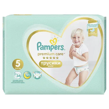 Pampers Premium care pants (chilotei) nr. 5 (12-17kg) x 34 bucati