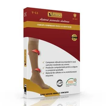 Ciorapi compresivi pana la genunchi 280 deni 22-27 MmHg V-13 XL, 1 bucata, Varilegs